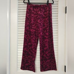 Gillian O'Malley - Red Velour Pattern Loungewear Pajama Relaxed-Fit Pants